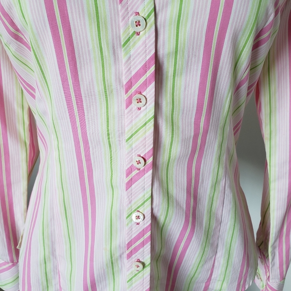 💕Lilly pulitzer collared shirt button down green/pink size 2  NWOT💕 - Picture 6 of 8